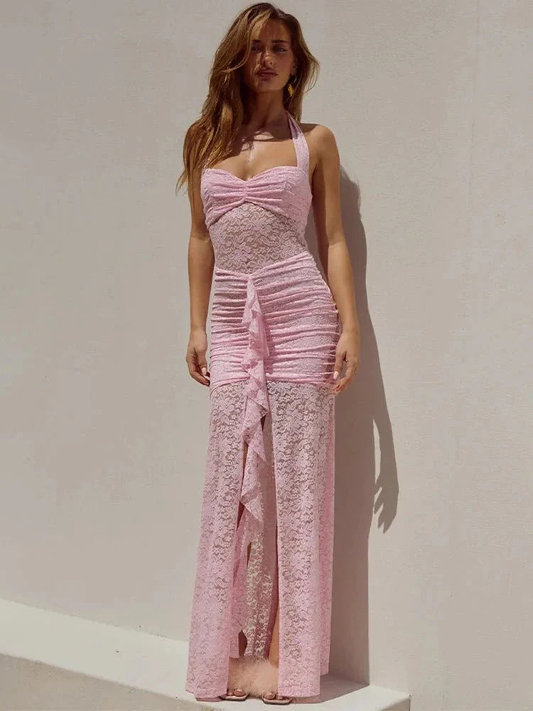 Selene Draped Halter Neck Maxi Dress