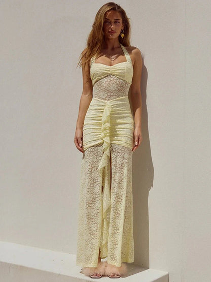 Selene Draped Halter Neck Maxi Dress