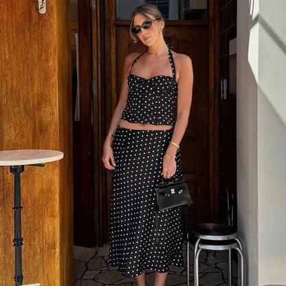 Sofia Polka-Dot-Zweiteiler-Maxiset