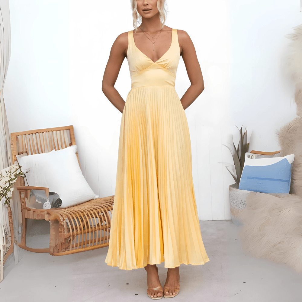Sophia Fließendes Sommer-Maxikleid mit Falten