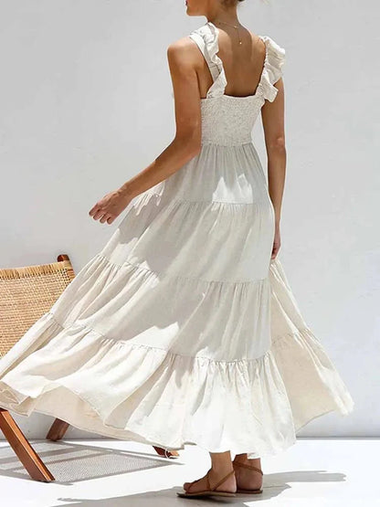 Tahlia Rüschen-Maxikleid aus Baumwollleinen