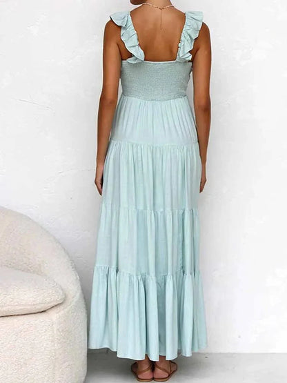 Tahlia Rüschen-Maxikleid aus Baumwollleinen