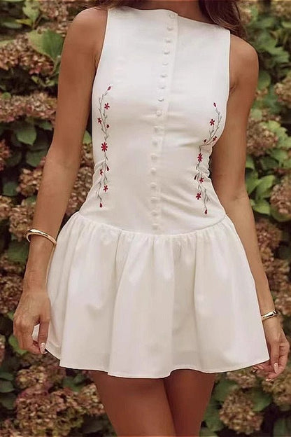 Zofia Ärmelloses Besticktes Minikleid