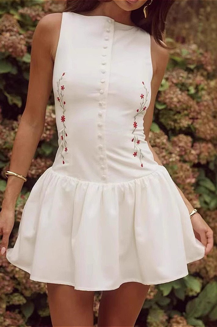 Zofia Ärmelloses Besticktes Minikleid