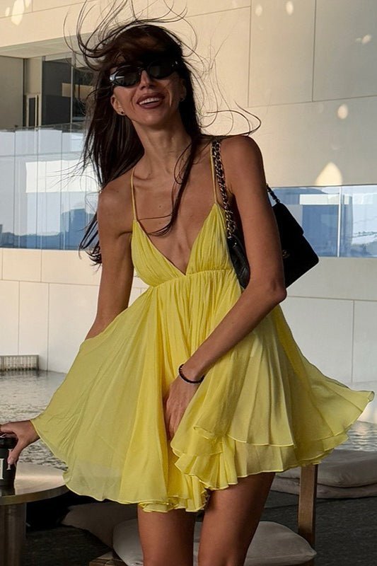 Abigail Lagen-Minikleid mit V-Ausschnitt