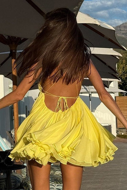 Abigail Lagen-Minikleid mit V-Ausschnitt