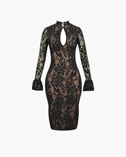 Spitzen-Midikleid mit Cut-Out