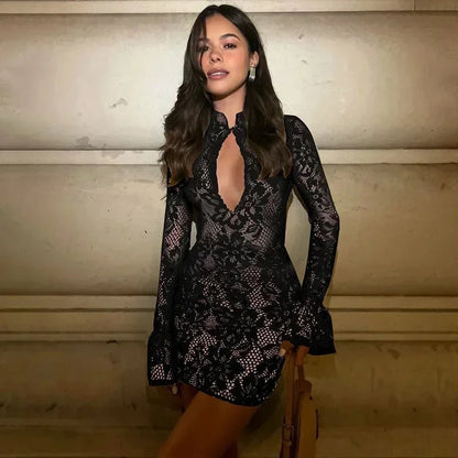 Cut-Out Lace Mini Dress