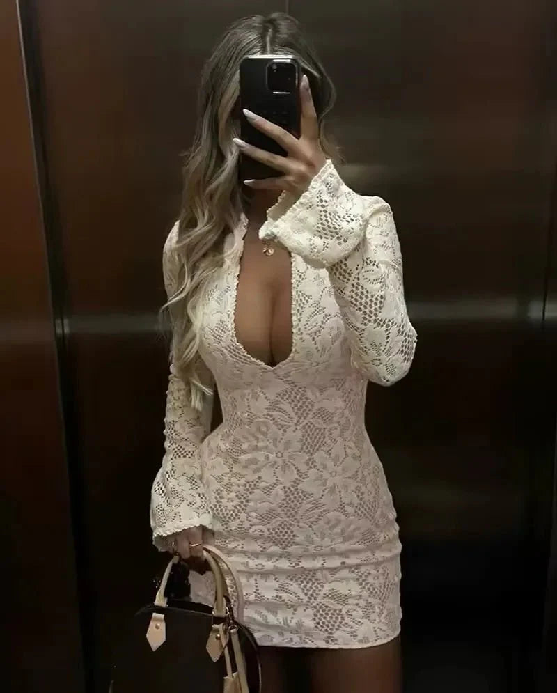 Cut-Out Lace Mini Dress