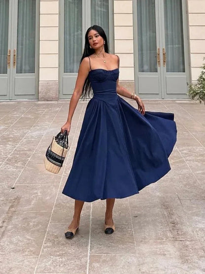 Ärmelloses Midi-Trägerkleid