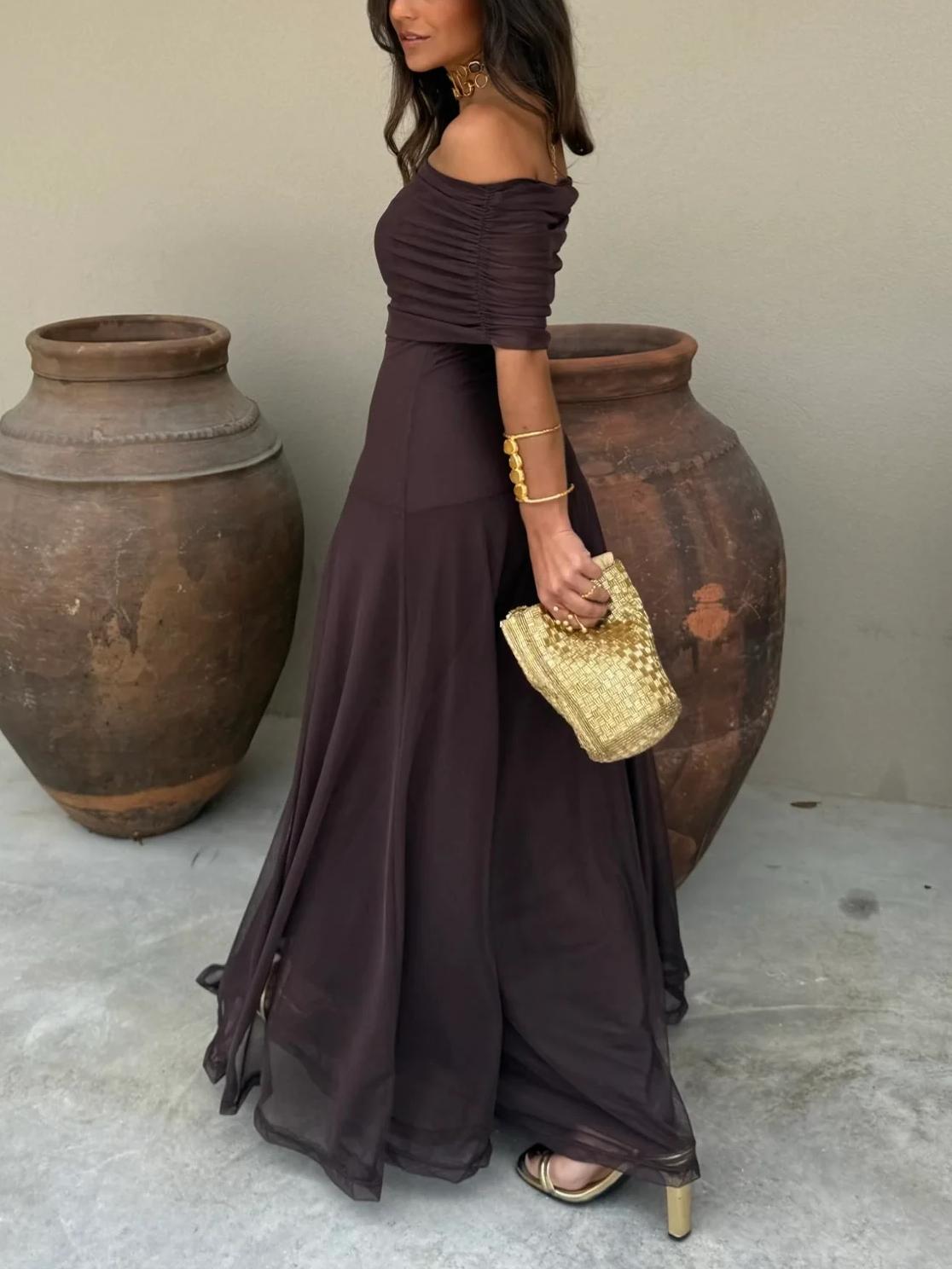 Off-the-shoulder maxi dress
