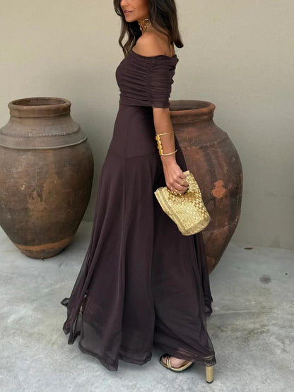Off-the-shoulder maxi dress