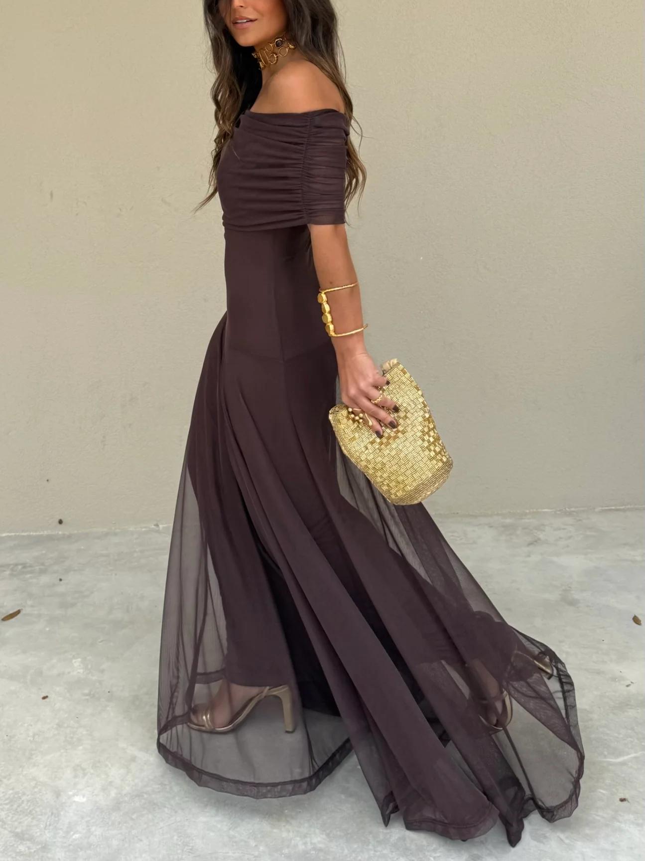 Off-the-shoulder maxi dress