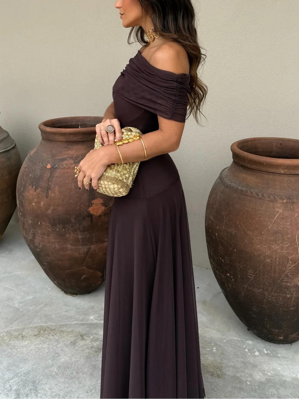 Off-the-shoulder maxi dress
