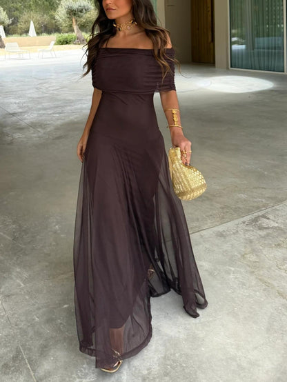 Off-the-shoulder maxi dress