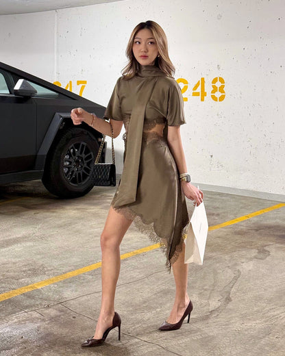 Bianca Cut-Out Satin Mini Dress