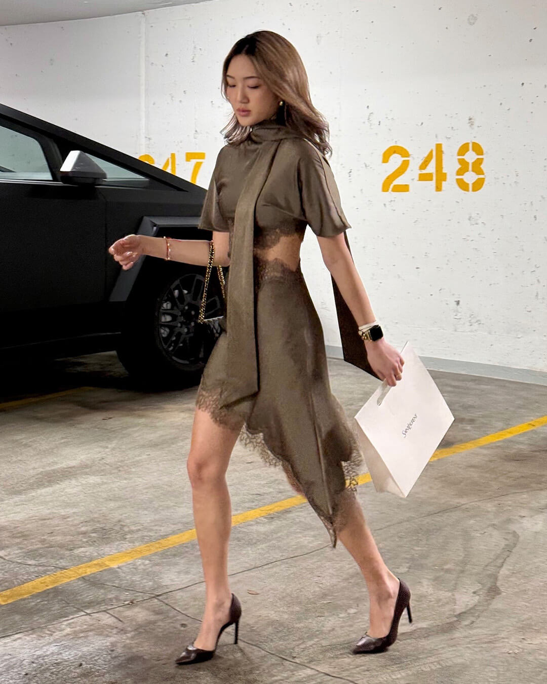 Bianca Cut-Out Satin Mini Dress