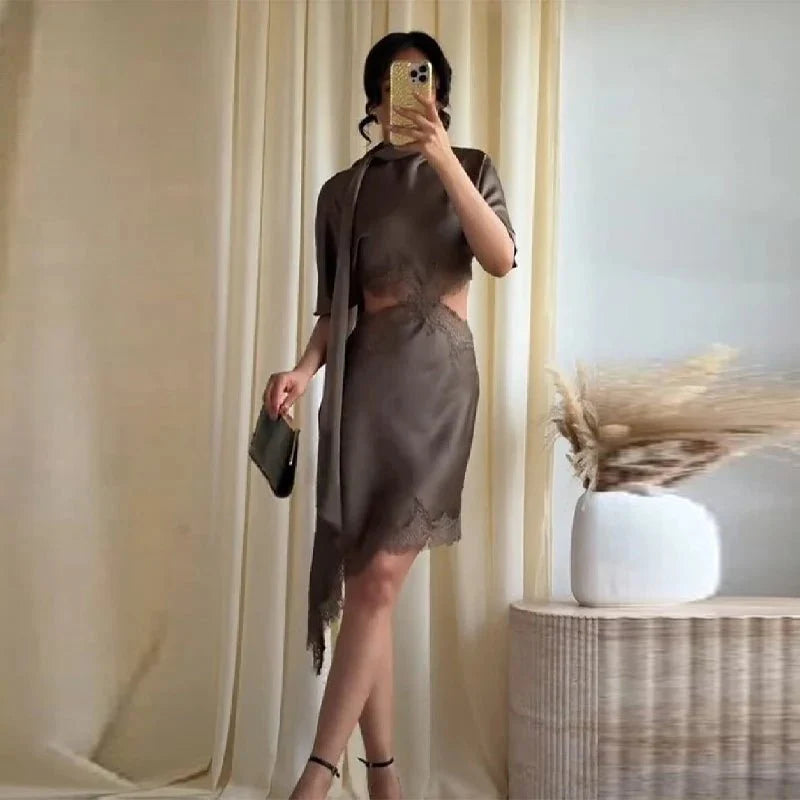 Bianca Cut-Out Satin Mini Dress