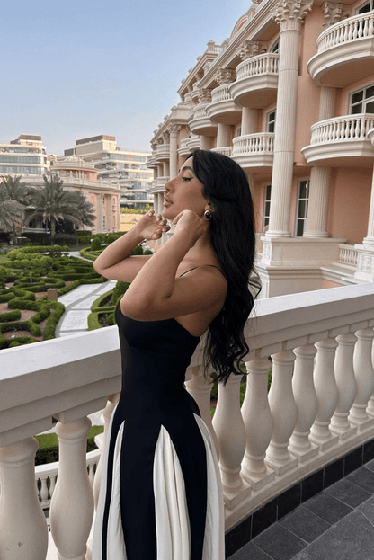 Ciara Contrast Pleated Maxi Dress