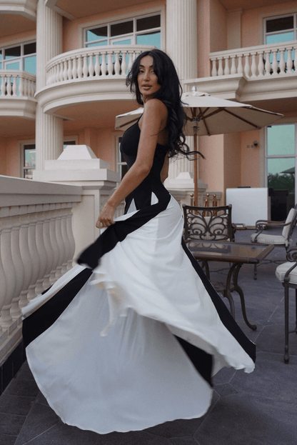 Ciara Contrast Pleated Maxi Dress