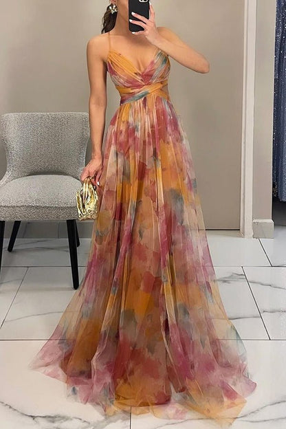 Floral tulle maxi dress