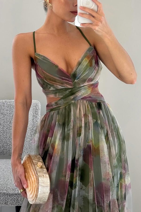 Floral tulle maxi dress