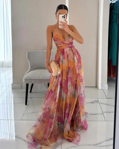 Floral tulle maxi dress