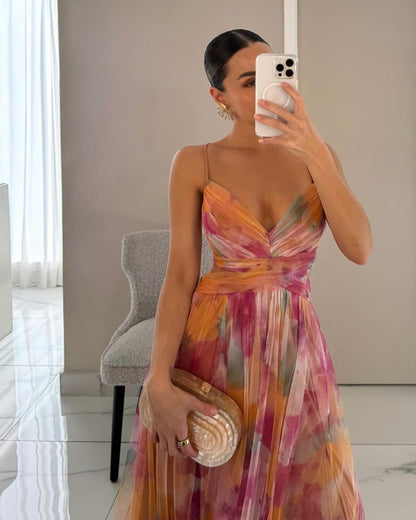 Floral tulle maxi dress