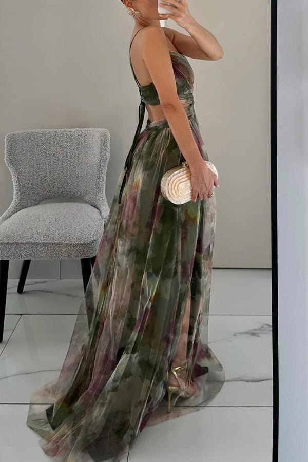 Floral tulle maxi dress