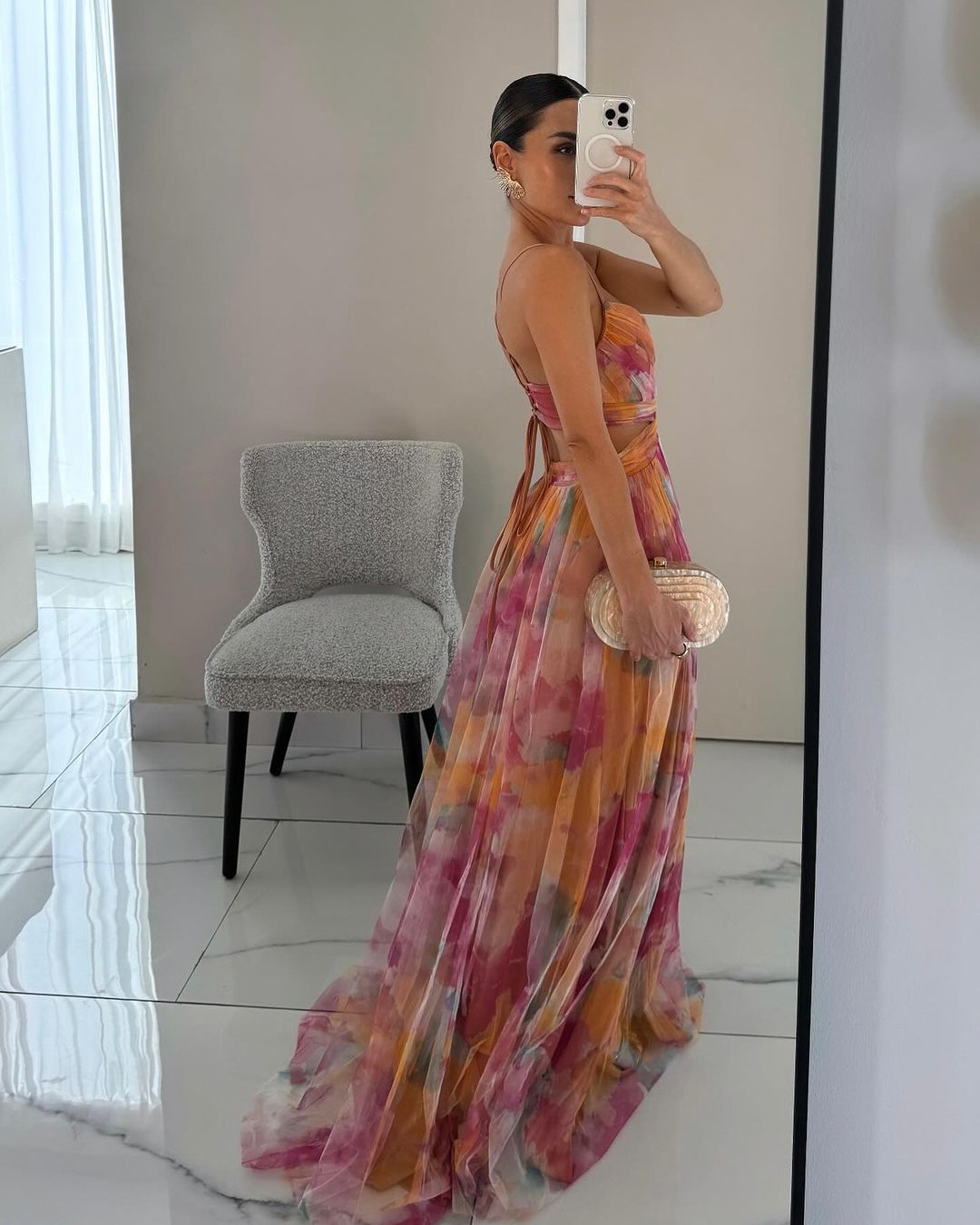 Floral tulle maxi dress
