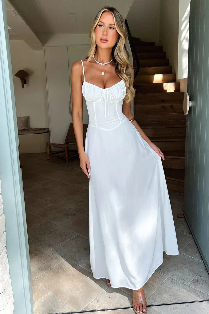 Deby Midi Dress with Ruffles and Lace Trim