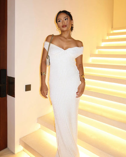 Elena Back-tie Off-shoulder Maxi Dress