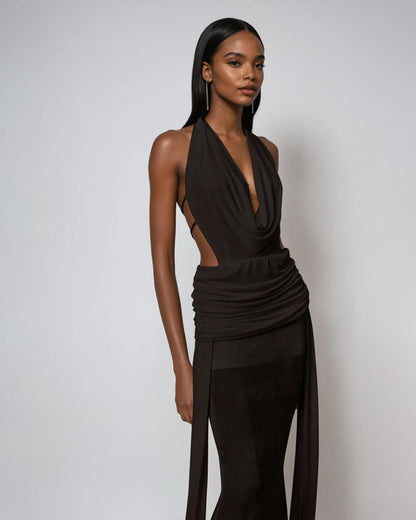 Neckholder Rückenfreies Maxi Kleid