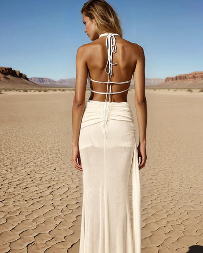 Neckholder Rückenfreies Maxi Kleid