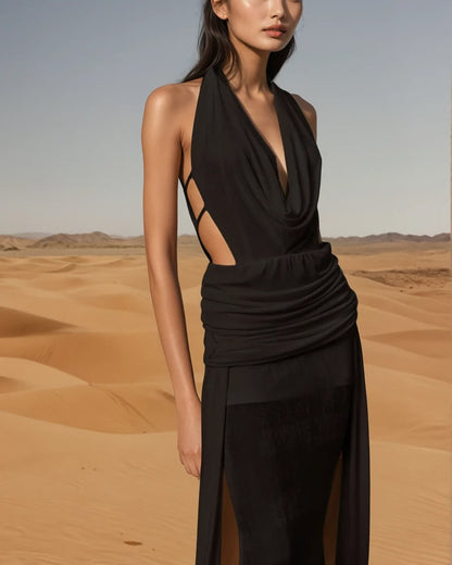 Neckholder Rückenfreies Maxi Kleid