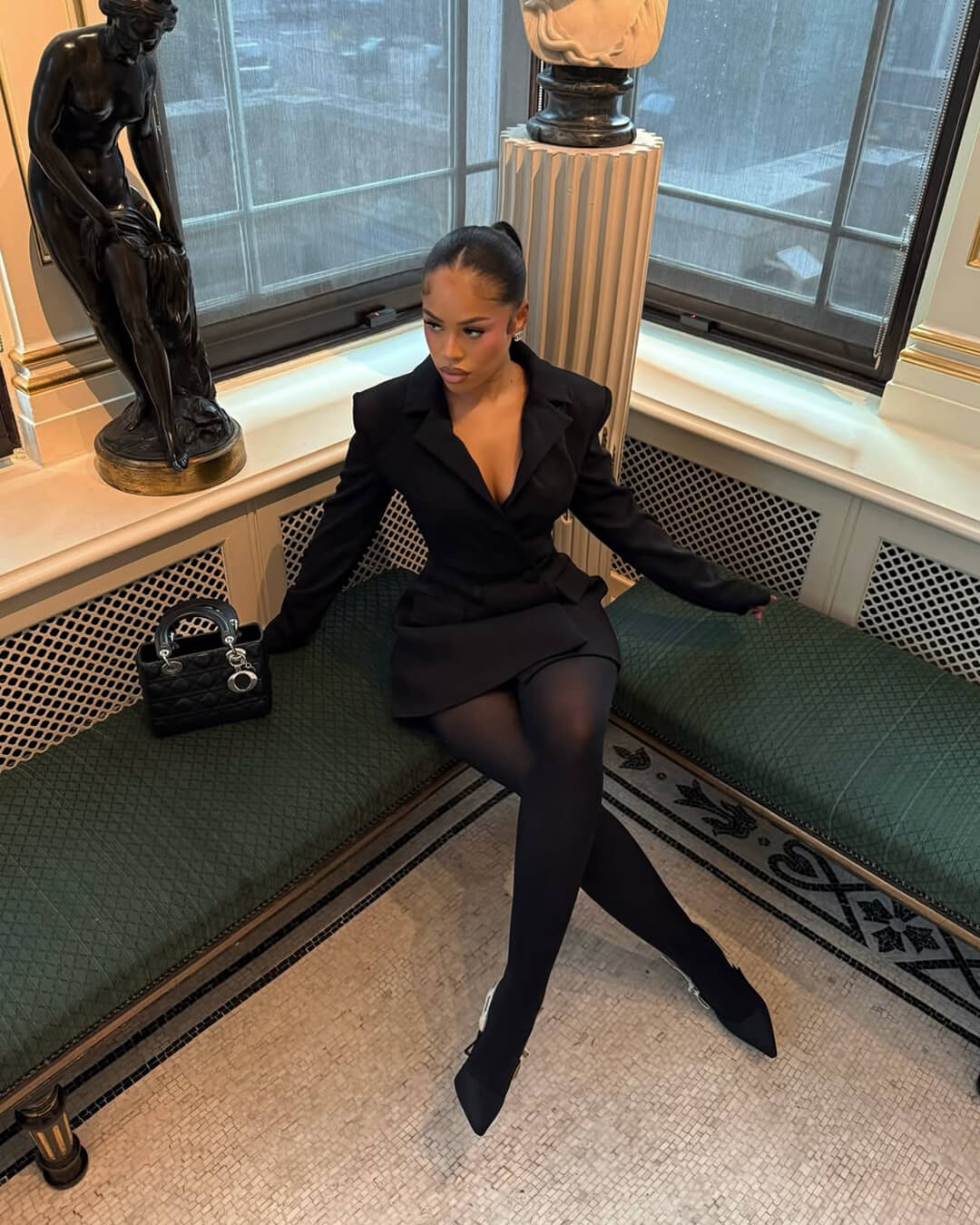 Deep V-Neck Blazer Dress