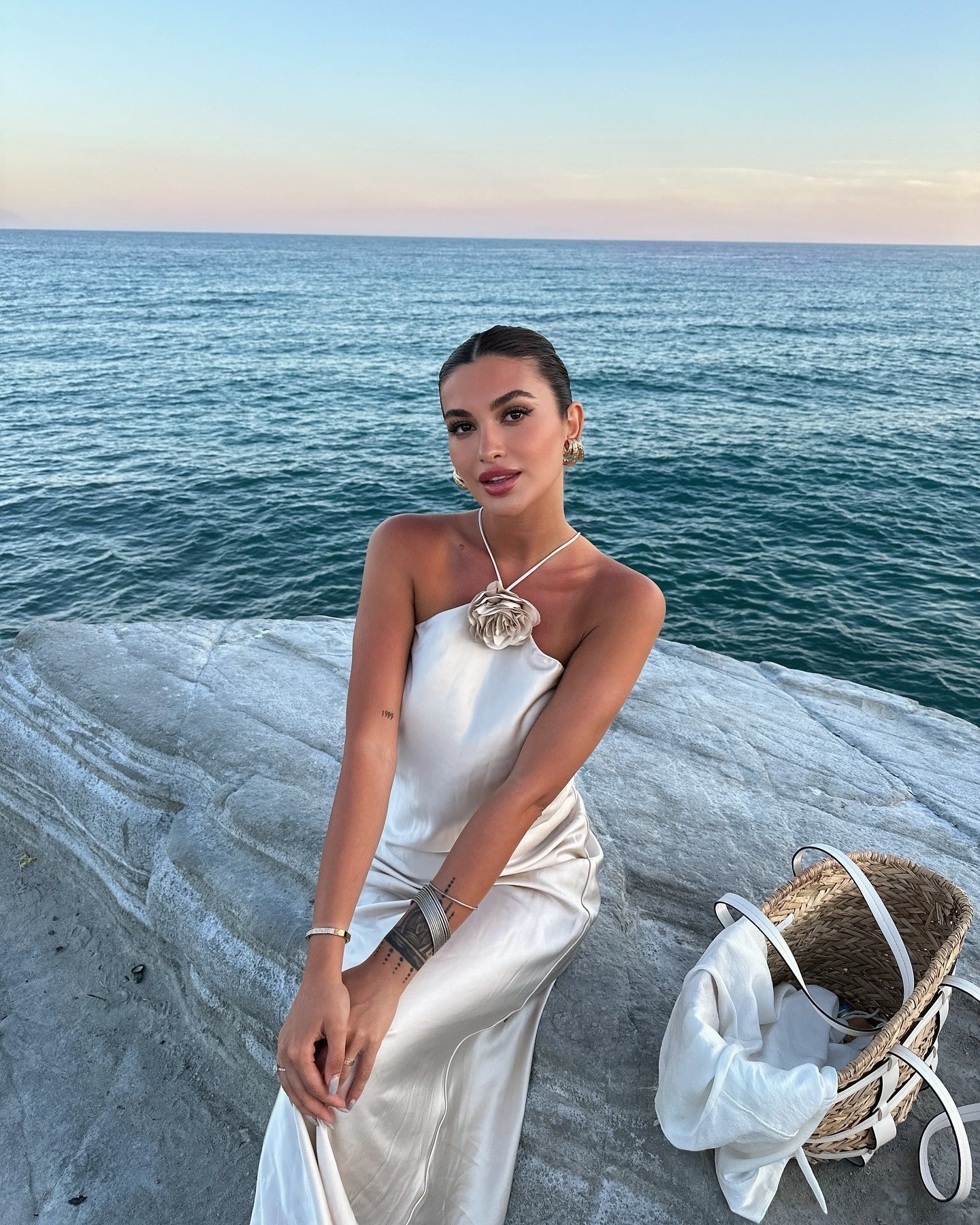 Satin Halter Neck Maxi Dress