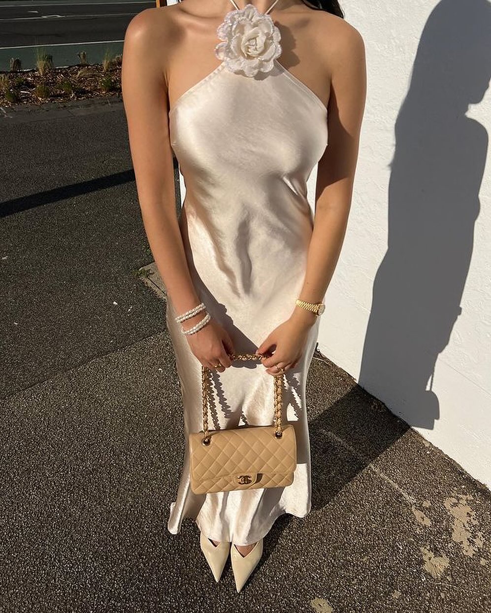Satin Halter Neck Maxi Dress