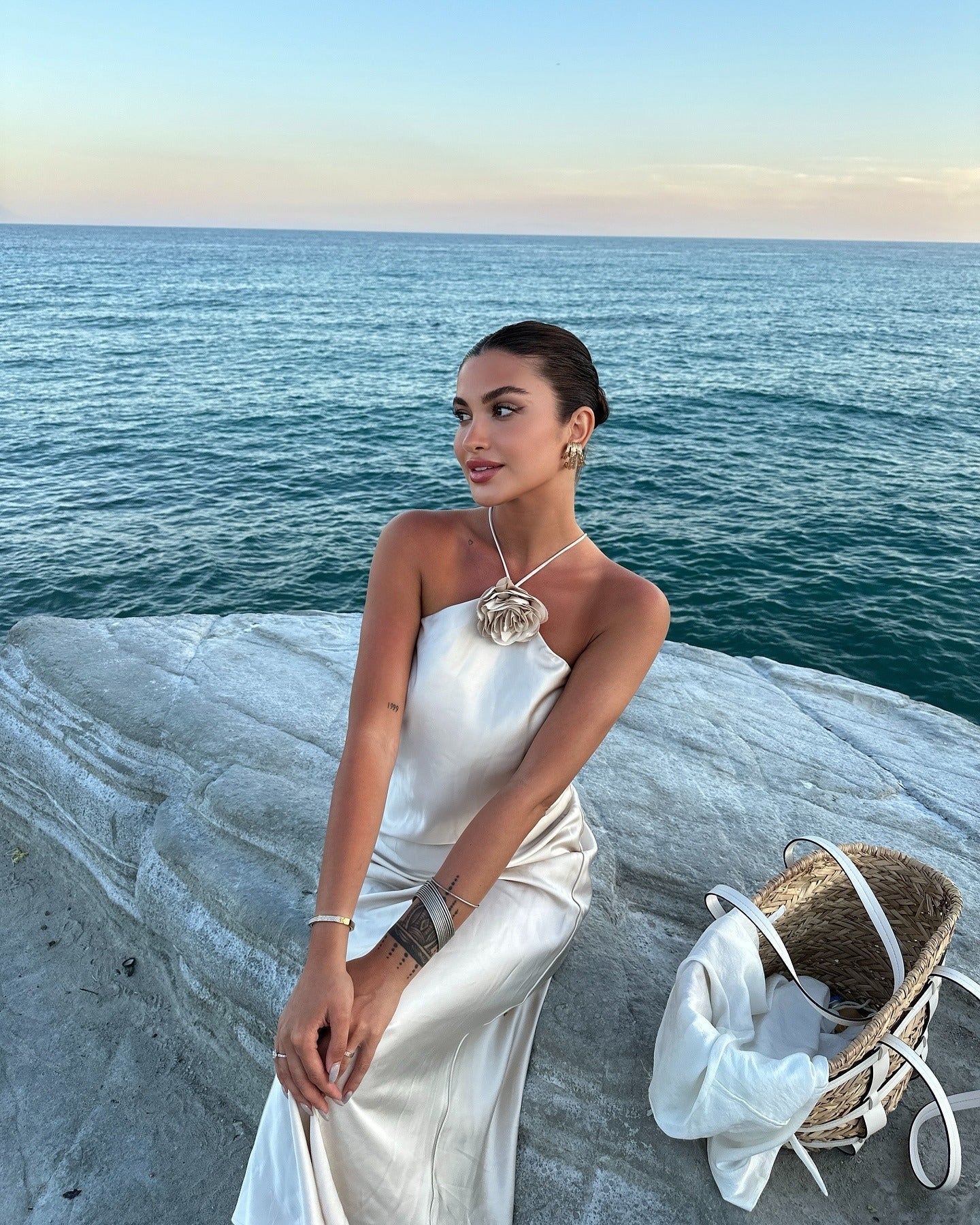 Satin Halter Neck Maxi Dress