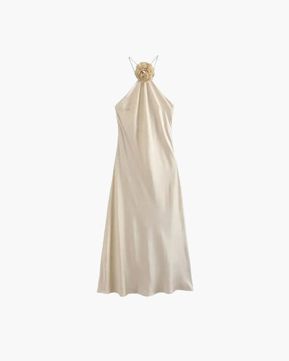 Satin Halter Neck Maxi Dress