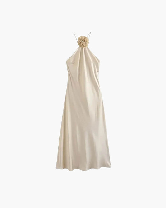 Satin-Neckholder-Maxikleid