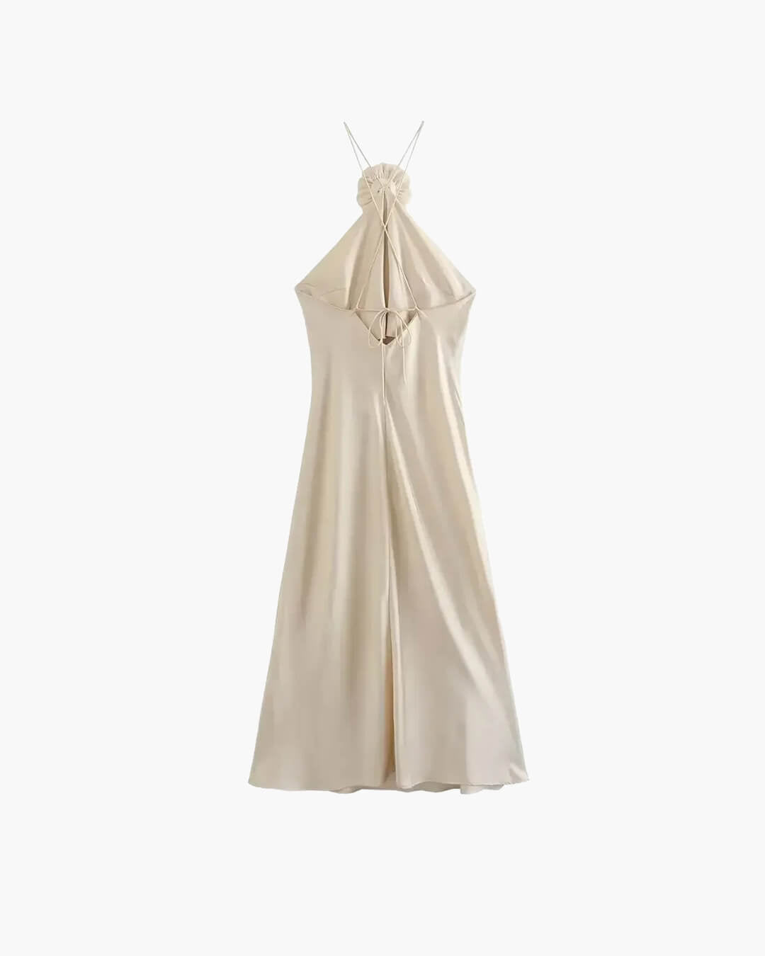 Satin Halter Neck Maxi Dress