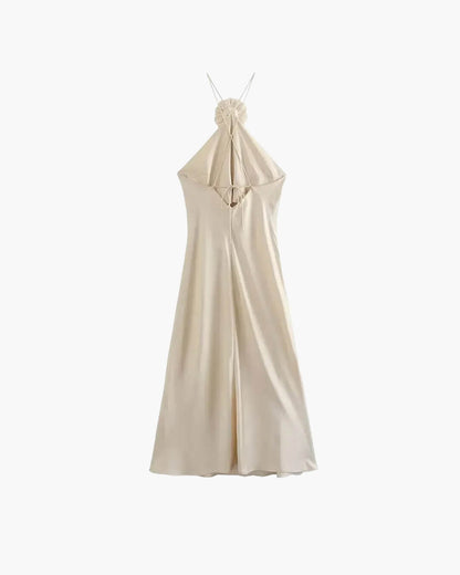 Satin Halter Neck Maxi Dress