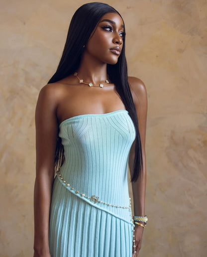 Isadora Strapless Knitted Maxi Dress with Side Slit