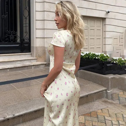 Printed satin midi dress