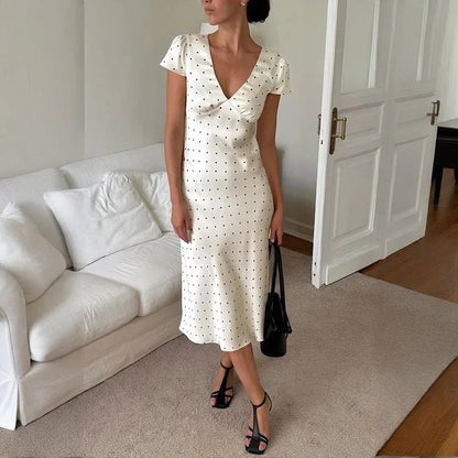 Printed satin midi dress