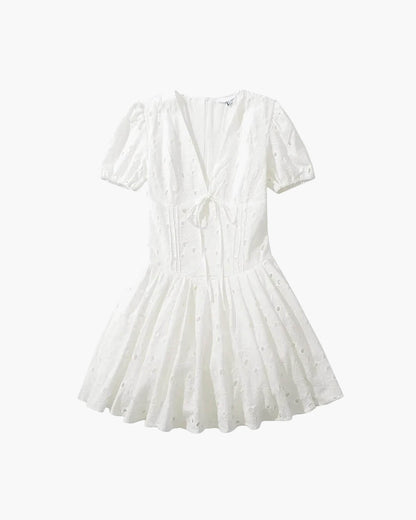 Lorena Puff Sleeve Embroidered Mini Dress