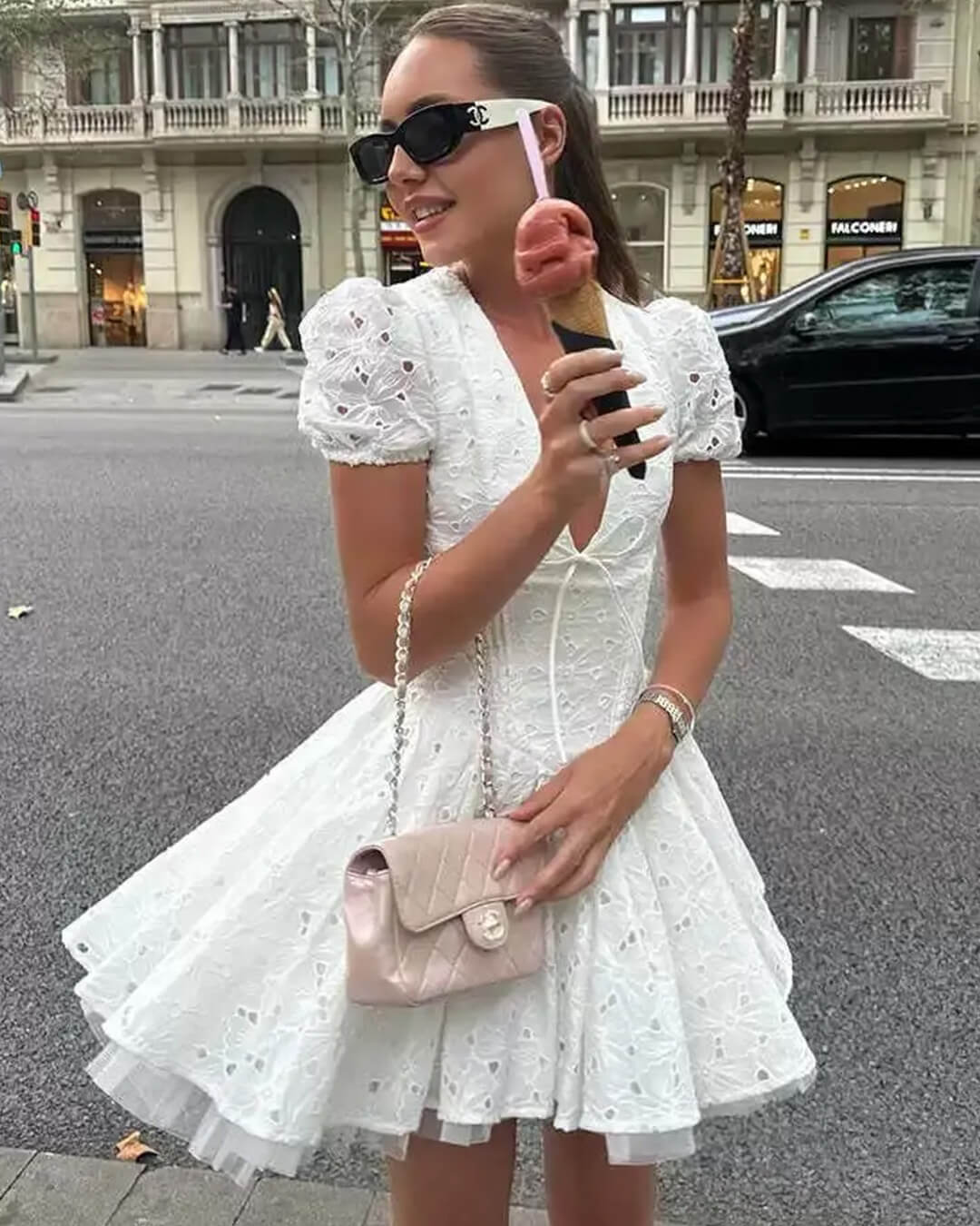 Lorena Puff Sleeve Embroidered Mini Dress