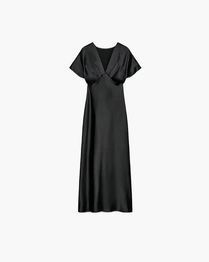 Satin-Midikleid mit V-Ausschnitt