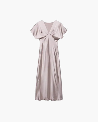 Satin-Midikleid mit V-Ausschnitt